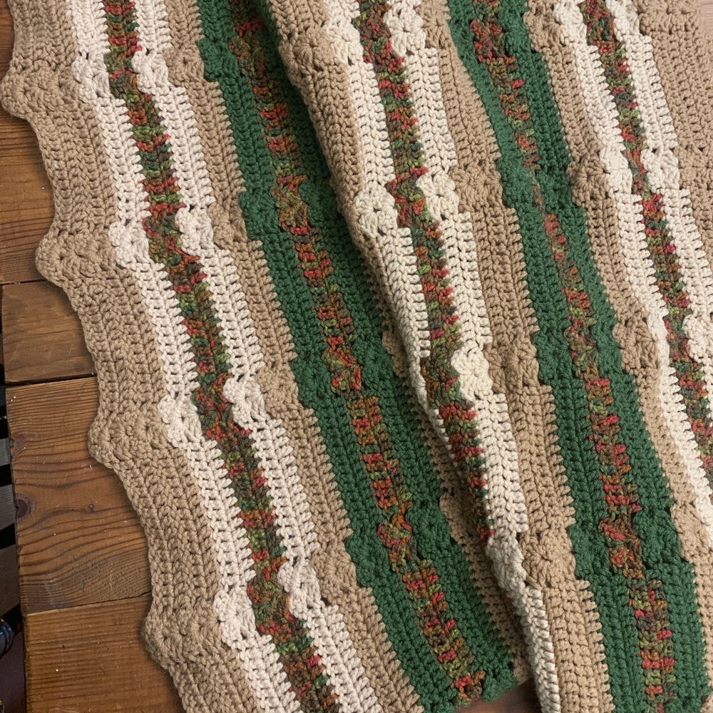 Handmade Crochet Blanket in Earth Tones